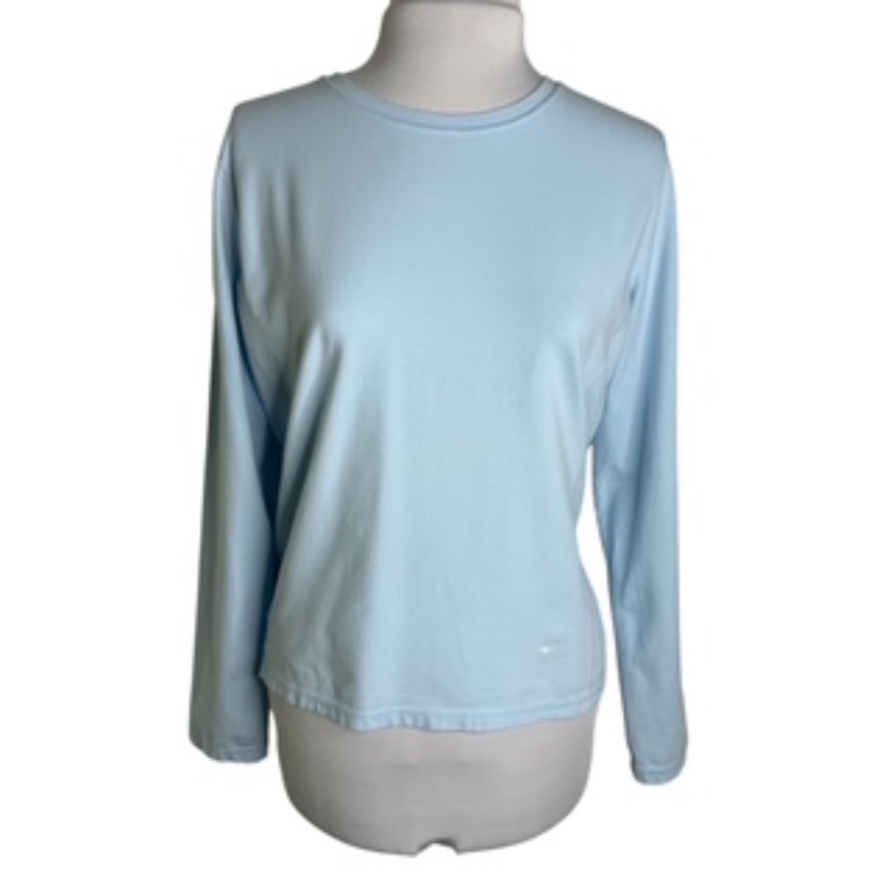 Athletic Works Crew Neck Long Sleeve Sky Blue Athletic Women's Top Size L